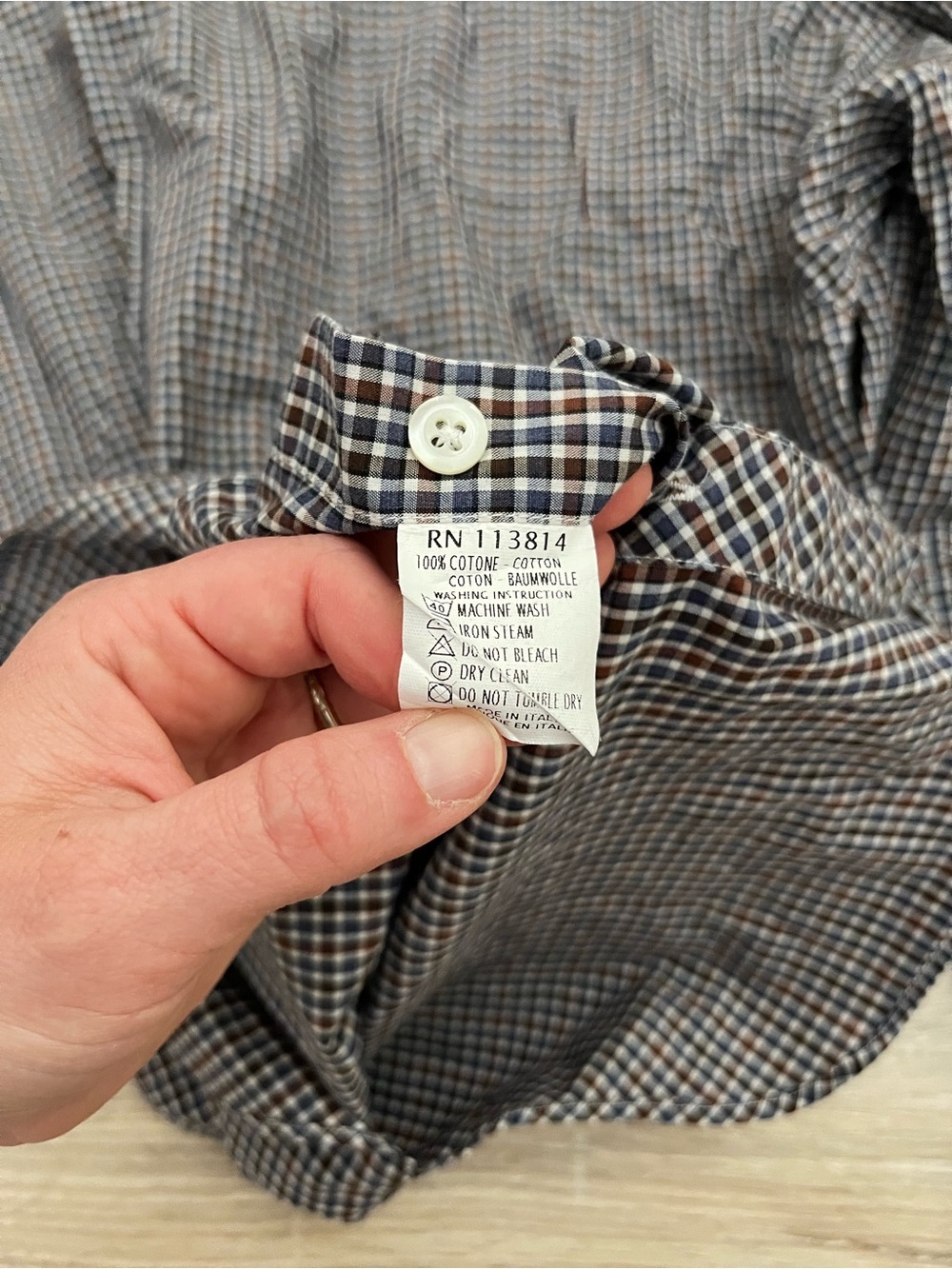 Billy Reid Men’s Blue/Red Check Button Down Long Sleeves Standard Cut - Medium - Picture 4 of 4